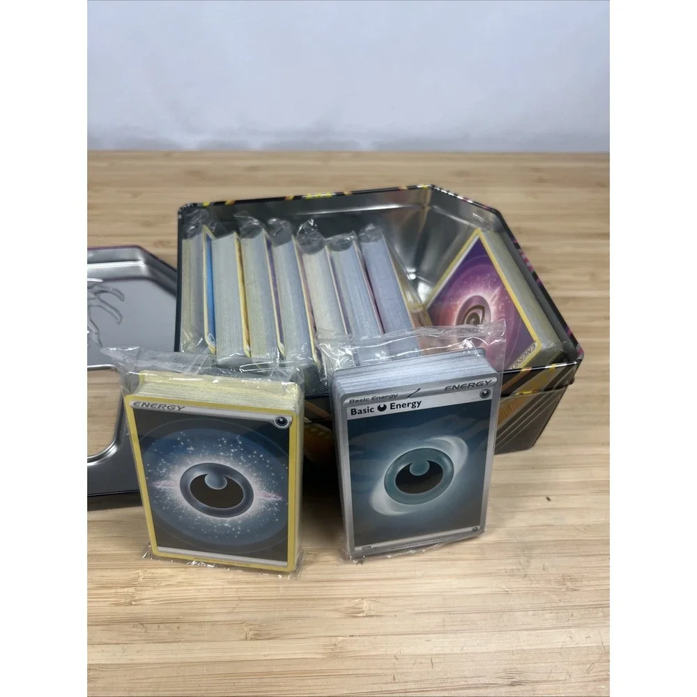 Pokemon TCG Eternatus V Powers Storage Tin + 10 Sealed Basic Energy Card Packs